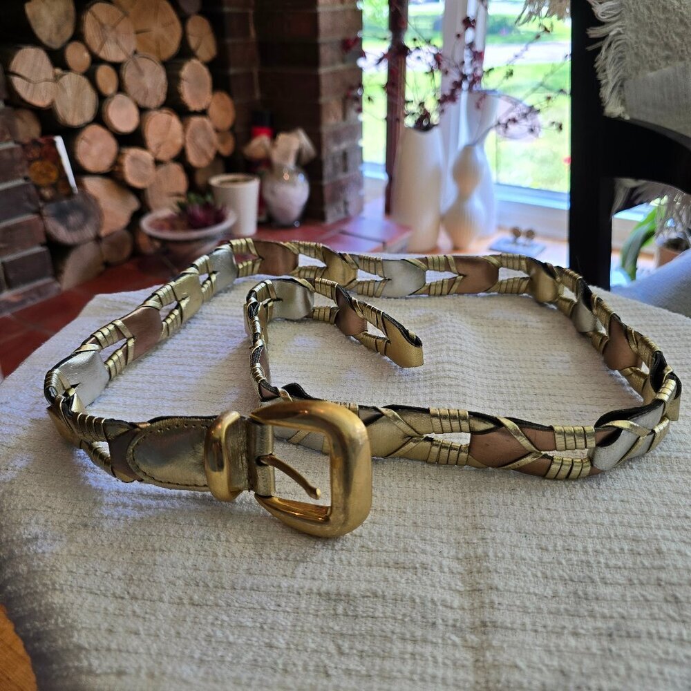 Vintage Mixed Metallics Leather Link Belt